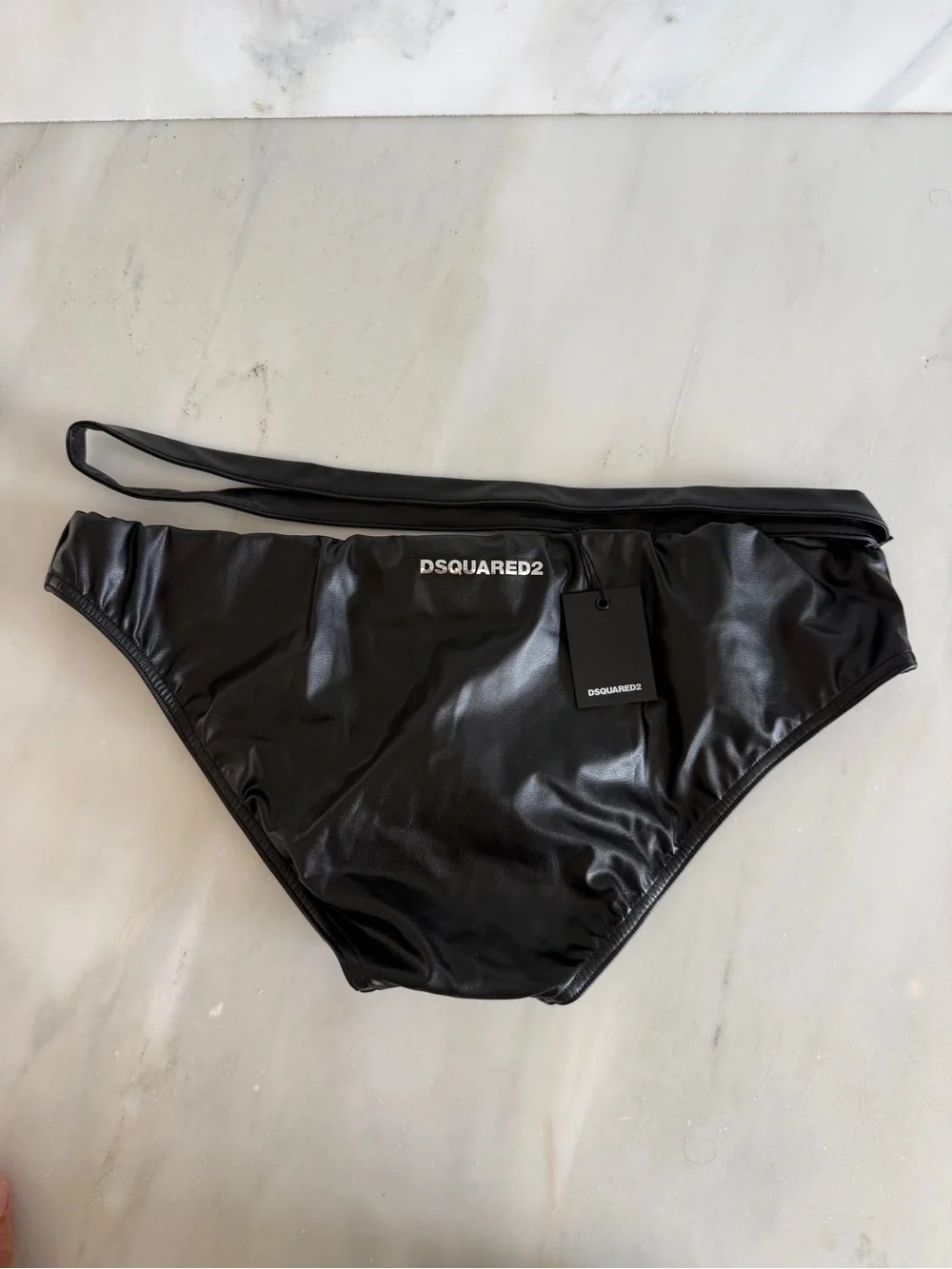 Black DSQUARED2 Bikini Bottoms with Waist Strap - Picture 3 of 5